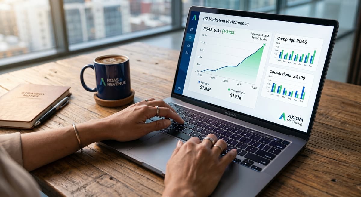 퍼포먼스 마케팅 ROAS 지표가 표시된 대시보드 화면 - Performance marketing dashboard displaying ROAS metrics